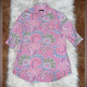 Ralph Lauren Pink Paisley Cotton Sleep Shirt Size Medium